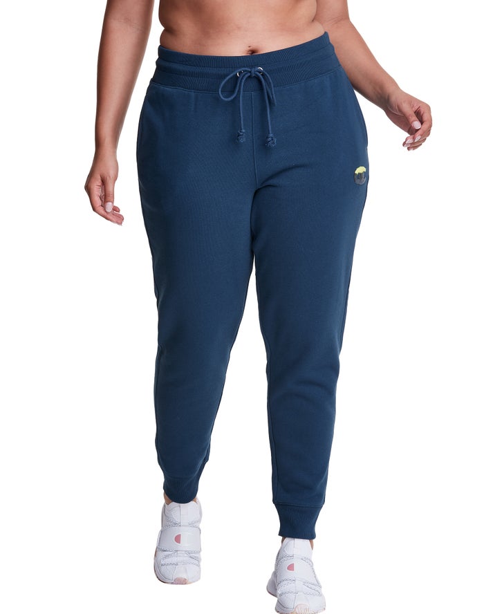 Champion Womens Joggers NZ - Plus Reverse Weave Ombre Chenille Logo Navy ( 3765-IORTW )